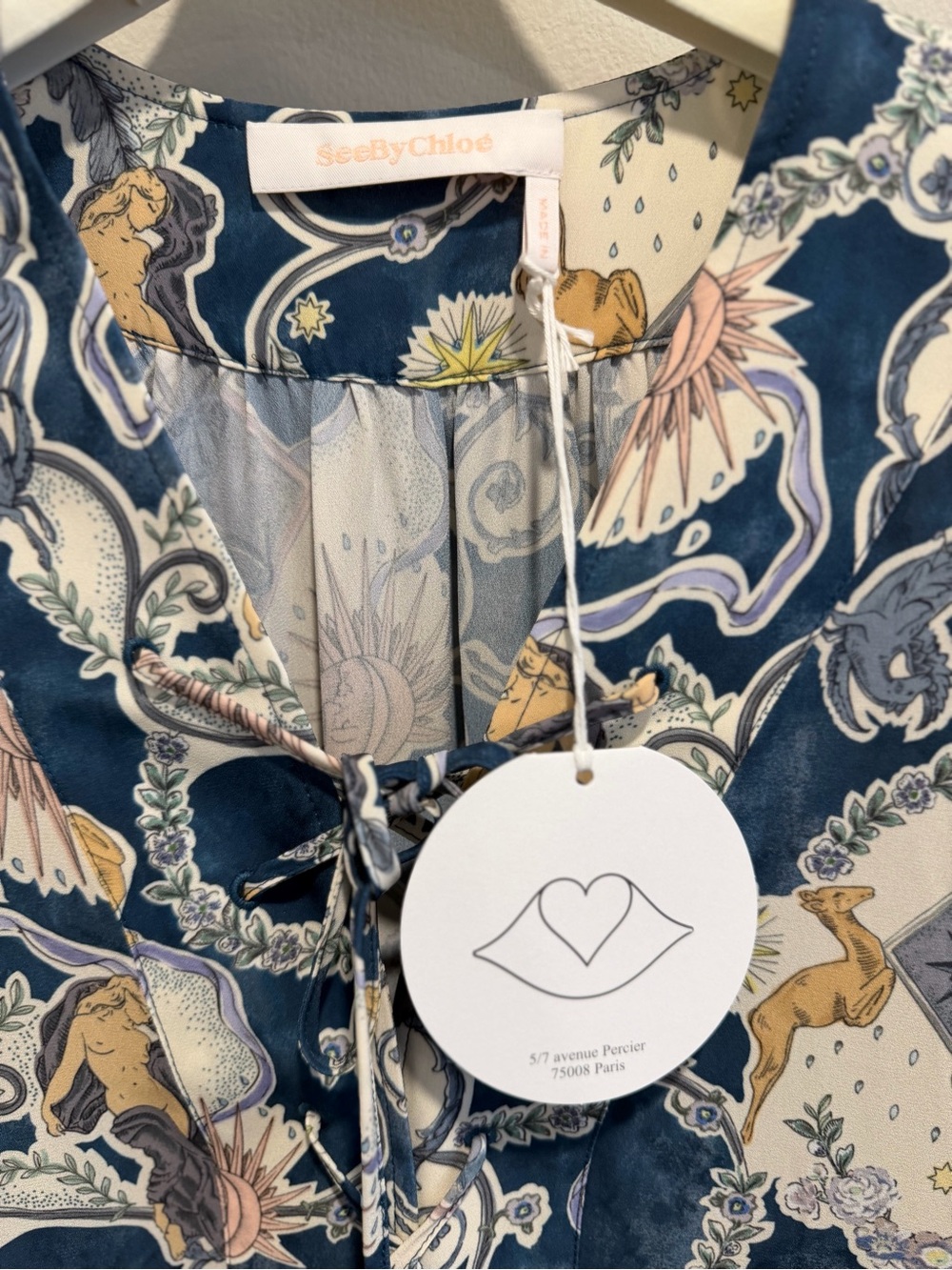 See by Chloé Tarot Lover’s Print Maxi Dress FR 38 US 6 Boho Flowy Celestial - Picture 4 of 7